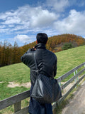 Black leather shirring padding