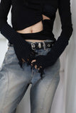 String hole turtleneck top