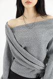Clio wrap diagonal knit top