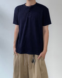 Henryneck Rib Knit Short Sleeve Tee