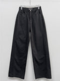 Curved Semi-Wide Cotton Pants