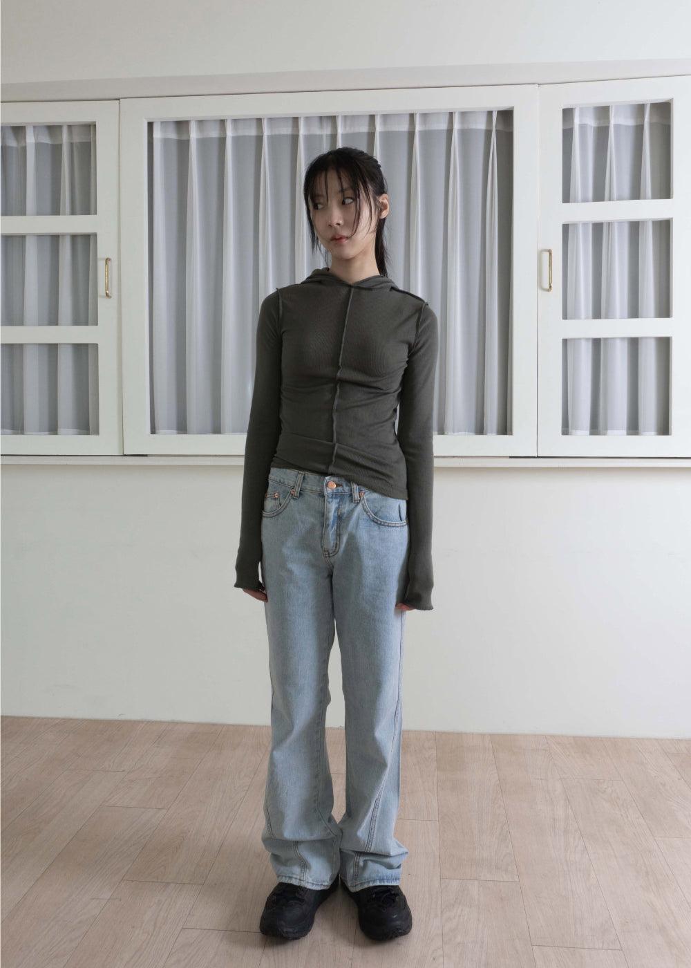 【WOOHWA】DART LINE BOOTS CUT PT WOOHWA (ウーファ) - ダートラインブーツカットパンツ / DART