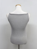 Tencel Striped Boat Neck Sleeveless