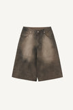 Sand-washed Bermuda denim pants