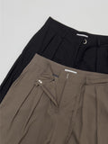 D-Ring Two Tuck Long Wide Slacks