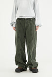Incision snap cover wide denim pants