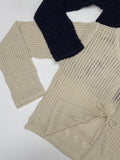 Ribbon Crochet Punching Knit Cardigan