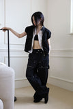 rivet zipper pants