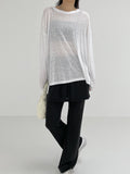 Linen Slit See-Through Overfit T-Shirt