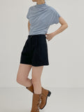 Bed pintuck cotton short pants