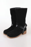 Leather belt middle boots