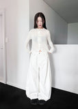 SOLID COTTON CURVED PANTS