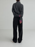 Cable wool two-way zip-up cardigan