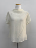 Pleated Mock Neck Cap Sleeve Blouse