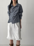 Frill Stripe Midi Skirt
