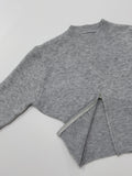 Zip-up round crop knit