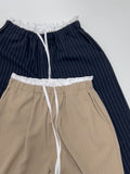 Color Matching Stripe Banding Wide Pants