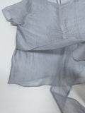 Blooming Wrap See-through Short Sleeve Blouse