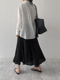 Wrinkle Flare Long Skirt