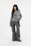 Clio wrap diagonal knit top