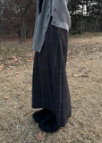 CHECK LONG SLIT WOOL SK