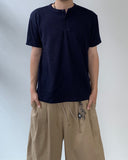Henryneck Rib Knit Short Sleeve Tee