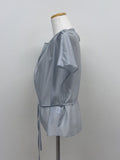 [Strap SET] Draped Shirred See-through Short Sleeve Blouse