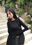 STRING HOLE SHIRRING TEE