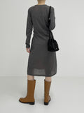 [Long sleeve ver.] Ribbed unbalance wrap one piece