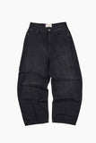 Black keyring wide denim pants