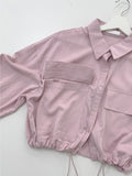 Two Pocket String Crop Shirt
