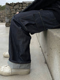 High waist pocket straight fit raw denim pt