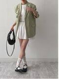 [summer] Rib pin tuck linen overfit jacket