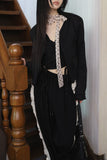 V-neck slim tweed jacket