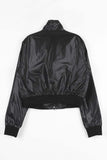 Tone satin crop zip-up