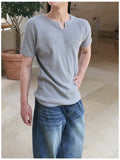 Gipu Slit Waffle Muscle Fit Short Sleeve T-shirt