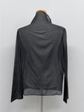 Dent High Neck Tencel See-Through Blouse