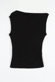 Unbalanced shirring sleeveless tee