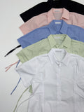 [short-sleeve ver] Ribbon Poplin Loose Fit Shirt