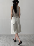 [Belt SET] Claw Pintuck Bermuda Denim Pants