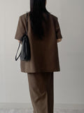 Kanna Linen 3 Button Overfit Half Jacket