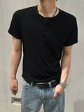 No Air Muscle Fit Henley Neck Short Sleeve T-shirt