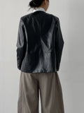 Hunt No Collar Loose Fit Leather Jacket