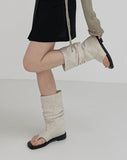 [Linen] Shirring open toe flip-flop boots