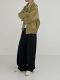 Big Collar Over Fit Leather Blouson