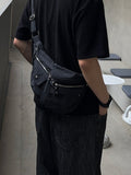 Rivet Detail Zipper Cross Bag