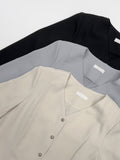 [Tie SET] Padded V-neck Pin Tuck Blouse