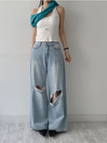 107 Damaged Wide Denim Pants