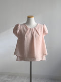 Plain layered short sleeve blouse (2C)