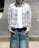 [Linen] Fortune Crop Check Shirt
